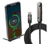 Hyunlai Lot de 2 câbles de charge 240 W avec support invisible pour téléphone portable, câble de charge rapide 2 en 1 et support de téléphone, câble USB-C tressé renforcé de 1,5 m pour smartphone