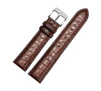 HYUOIND Bracelet de montre en cuir de crocodile compatible avec Tissot, Longines, Omega et Mido (homme)(Brown-silver A,20mm-width)