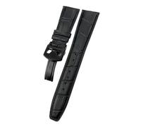 HYUOIND Bracelet de montre en cuir de vachette 20 mm, 21 mm, 22 mm, compatible avec les montres de pilote IWC Portugieser Porotfino, bracelet en cuir véritable avec boucle déployante(Black-Black Round