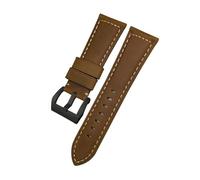 HYUOIND Bracelet de Montre en Cuir de Vachette 24 mm, 25 mm, 26 mm, Compatible avec Panerai et Tissot, Noir, Bleu, Marron, Style Vintage(G2,25mm)