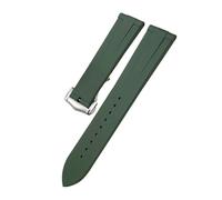 HYUOIND Bracelet de montre en fluoroélastomère FKM compatible avec les montres Omega Speedmaster et Seamaster, ainsi qu'avec la Samsung Galaxy Watch 6 et 4.(Green silver2,22mm)