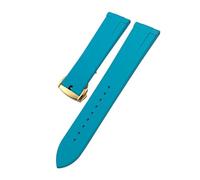 HYUOIND Bracelet de montre en fluoroélastomère FKM compatible avec les montres Omega Speedmaster et Seamaster, ainsi qu'avec la Samsung Galaxy Watch 6 et 4.(Light blue gold1,22mm)