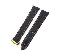HYUOIND Bracelet de Montre en Nylon à extrémité incurvée Compatible avec Les Montres Omega Seamaster 300 Speedmaster AT150(Black Orange-Gold,21mm)