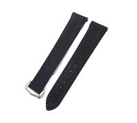 HYUOIND Bracelet de Montre en Nylon à extrémité incurvée Compatible avec Les Montres Omega Seamaster 300 Speedmaster AT150(Black Black-Silver,19mm)