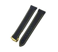 HYUOIND Bracelet de Montre en Nylon à extrémité incurvée Compatible avec Les Montres Omega Seamaster 300 Speedmaster AT150(Black Yellow-Gold,20mm)