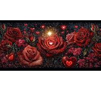 Hyupuanj Peinture Numero Adulte Rose rouge, DIY Peinture Acrylique pour Débutants, Loisirs Créatifs Adultes Activité Manuelle, Peinture par Décoration Murale et Cadeaux Pour La Maison 50x100cm a-272