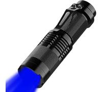 HYVCZP Lampe de poche LED à lumière bleue, mise au point réglable, 4 modes d'éclairage, super lumineuse, étanche, petite lampe de poche légère pour coupure de courant, urgence, camping, randonnée,