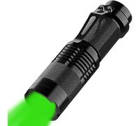 HYVCZP Lampe de poche LED à lumière verte, mise au point réglable, 4 modes d'éclairage, super lumineuse, étanche, petite lampe de poche légère pour coupure de courant, urgence, camping, randonnée,