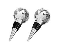 Hyxodjy 2 Bouchons Vin Cristal Bouchons Bouteilles Vin Boules Cristal Scellage des Bouchons Vin Bouchon Bouteille RéUtilisable en Alliage Zinc Et Verre, pour Offrir Amateurs de Vin et Faveurs Mariage