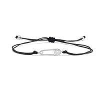 HYXX Bracelet Bresilien, Tissé À La Main Argent Trombone Amitié Bracelet Cristal Broche Bracelet Noir Minimaliste Réglable Charme Zircon Épingle À Nourrice Chaîne Bracelets Femme Cadeau