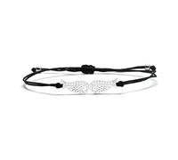 HYXX Stoffarmband, Bracelet Réglable Ange Aile Couple Bracelets Noir Premium Zircon Fait À La Main Argent Creux Charme Amitié Bracelets Femmes Fille Cadeau