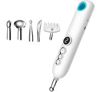 HYYKEJI Stylo De Massage Électronique, Stylo D'acupuncture Électrique pour Méridiens avec 5 Têtes De Travail, Intensité À 9 Vitesses Réglable, Détection Intelligente des Points D'acupuncture