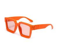 HYYZZC Lunettes de soleil à monture large pour femmes, protection UV, tendance pour hommes et femmes, orange, taille unique