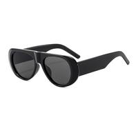 HYYZZC Lunettes de soleil aviateur tendance pour femmes, style rétro, bleu thé, protection UV400, monture large, noires, taille unique.