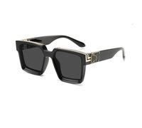 HYYZZC Lunettes de soleil carrées de luxe pour hommes et femmes, protection UV400, style vintage, noires, taille unique.