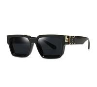 HYYZZC Lunettes de soleil carrées rétro oversize UV400, style classique et luxueux, monture large, tendance punk, noir, doré et gris, taille unique.