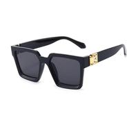 HYYZZC Lunettes de soleil carrées tendance et luxueuses pour femmes et hommes, style vintage, noires, taille unique.