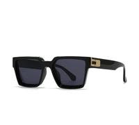 HYYZZC Lunettes de soleil carrées vintage à rivets classiques pour femmes et hommes, style punk, tendance et luxueuses, noires et dorées, taille unique. Taille unique.