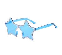 HYYZZC Lunettes de soleil de plage chics, design étoiles, nuances roses, strass, tendance, décoration, bleu, une pièce