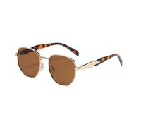 HYYZZC Lunettes de soleil de rue pour femmes, monture ronde en métal, tendance, anti-UV, rétro, personnalisées, marron
