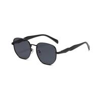 HYYZZC Lunettes de soleil de rue pour femmes, monture ronde en métal, tendance, anti-UV, rétro, personnalisées, pour voiture, noir