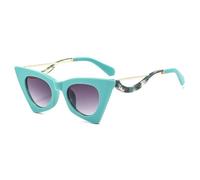 HYYZZC Lunettes de soleil œil-de-chat à rayures pour femme, style punk tendance, lunettes colorées, protection UV400, bleu, gris, taille unique
