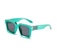 HYYZZC Lunettes de soleil rétro carrées de luxe pour femmes, lunettes de soleil colorées tendance, protection UV400, verres miroir argentés, vert et gris, taille unique