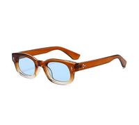 HYYZZC Lunettes de soleil rétro carrées, petites, couleur bonbon, tendance femme, rivets, imprimé léopard, protection UV400, dégradé bleu thé, taille unique