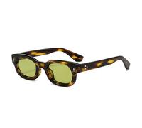 HYYZZC Lunettes de soleil rétro carrées, petites, couleur bonbon, tendance femme, rivets, motif léopard homme, protection UV400, vert, taille unique