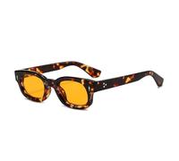 HYYZZC Lunettes de soleil rétro carrées, petites, couleur bonbon, tendance femme, rivets, style léopard homme, protection UV400, orange léopard, taille unique