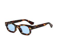 HYYZZC Lunettes de soleil rétro carrées, petites, couleur bonbon, tendance femme, rivets, style léopard homme, protection UV400, bleu léopard, taille unique