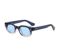 HYYZZC Lunettes de soleil rétro carrées, petites, couleur bonbon, tendance femme, rivets, style léopard, protection UV400, dégradé bleu, taille unique