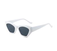 HYYZZC Lunettes de soleil tendance pour femmes, style œil de chat polygonal irrégulier, style rétro, double teinte, protection UV400, blanc et gris, taille unique.