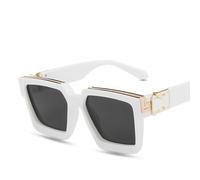HYYZZC Lunettes de soleil tendance pour homme et femme, forme carrée élégante, blanc et gris, taille unique.