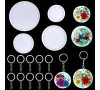 HyzaPhix 14 Pièces Moule en Silicone Bijoux, Moulle Porte Clés Resine Epoxy Moulage Rond Resin Keychain Molds Cercle pour Fabrication de Bijoux, Pendentif, Sous de Verre (4pcs)