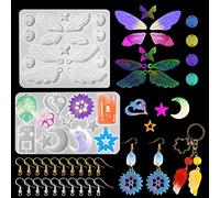 HyzaPhix 2pcs Moule Silicone Ailes Papillons, Moulle Resine Epoxy Bijoux, Kit Moulage Silicone Lune et Étoile Pour La Fabrication de Collier, Boucle D'oreille, Pendentif (Ailes Papillons)