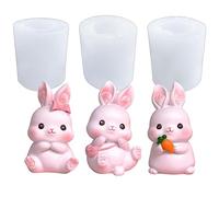 HyzaPhix 3PCS 3D Moulle Resine Epoxy Animaux Silicone Moulage Lapin Chocolat Forme Moule Fondant Candy Mold pour Fabrication Bougies, Savon ,Décoration Maison (Translucide)