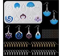 HyzaPhix 91pcs Moule Silicone Boucle D'oreille, Moulle Époxy Résine Bijoux, Earring Resin Molds, Kit de Moulage en Silicone Bricolage pour la Fabrication de Collier, Porte Clés, Pendentif (bohémien)