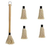 HyzaPhix Brosse à Balai à Long Manche pour Barbecue, Brosse à badigeonner pour Gril avec 4 têtes de Rechange pour Griller, Fumer du Steak, Cuisine (Brosse à Balai à Long Manche pour Barbecue)