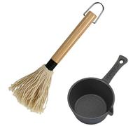 HyzaPhix Ensemble De Casseroles en Fonte Et De Brosses pour Barbecue, Ensemble De Badigeonnage pour Griller, Accessoires De Barbecue pour Fumoir à Viande, Cadeau pour Homme