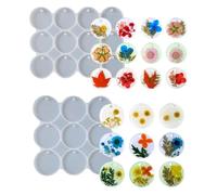 HyzaPhix Lot de 21 moules ronds en silicone époxy, en résine époxy, avec trou pour la fabrication de colliers, boucles d'oreilles, kit de bricolage (21 cavités)