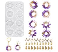 HyzaPhix Moule Époxy Résine pour Bijoux - 31 Pièces Moulle Silicone Pendentif avec Outils de Moulage pour Collier, Boucles, Porte-clés