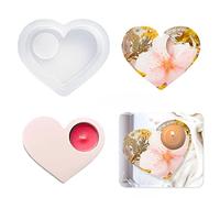 HyzaPhix Moule Resine Epoxy pour Bougeoirs, Moulle Silicone Porte Bougie Chauffe Plat Moulage Chandelier Tealight Candle Holder Resin Molds pour DIY Décoration de la Maison (Heart)