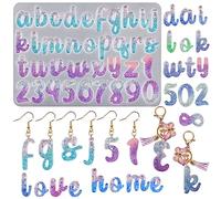 HyzaPhix Moule Silicone Alphabet Moules Résine Lettre Moulage Époxy Bijoux Numéro pour DIY Porte-clés Boucle D'oreille Collier Fabrication De Bijoux (alphabet)