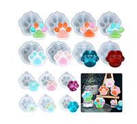 HyzaPhix Moules en Résine Époxy, 14pcs Moulle en Silicone Forme de Patte de Chat Griffe Chien Moulage Cat Paw Print Resin Mold pour DIY Bijoux, Pendentif, Porte-clés, Bougies (paw print)