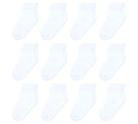 HYzgb Chaussettes pour tout-petits garçons filles 1 an 2 3 ans 12-24 mois poignées antidérapantes 12 paires chaussettes en coton cadeau d'anniversaire sans couture blanc
