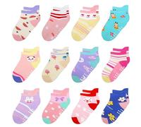 HYzgb Lot de 12 paires de chaussettes antidérapantes en coton pour bébé de 1 à 7 ans - Multicolore, 1-3 ans