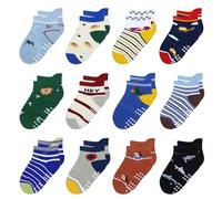 HYzgb Lot de 12 paires de chaussettes antidérapantes en coton pour bébé de 1 à 7 ans - Multicolore, 1-3 ans