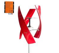 HYZHANHONG 48V, Kit de générateur éolien Vertical 10000W 12V-220V, éolienne à axe Vertical à 3 pales Maglev avec contrôleur pour énergie Industrielle Domestique (Rouge)