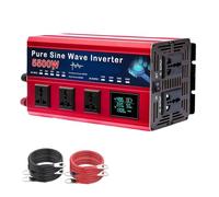 HYZHANHONG 72V to 220V,Onduleur sinusoïdal Pur 60 V vers 110 V 5 500 W, convertisseur 12 V 24 V 48 V 60 V 72 V CC vers 110 V 220 V CA avec écran LED, 5 Prises CA pour Installation Solaire